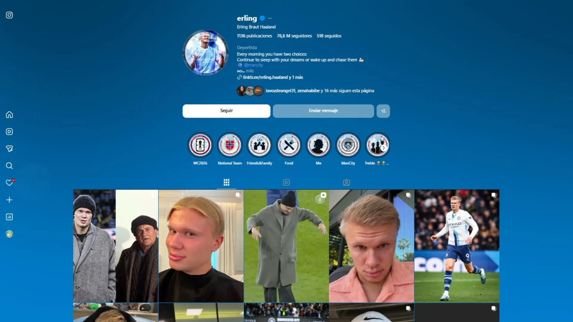 Erling Haaland sorprende con un perfil azúl en Instagram y aníllo dorado